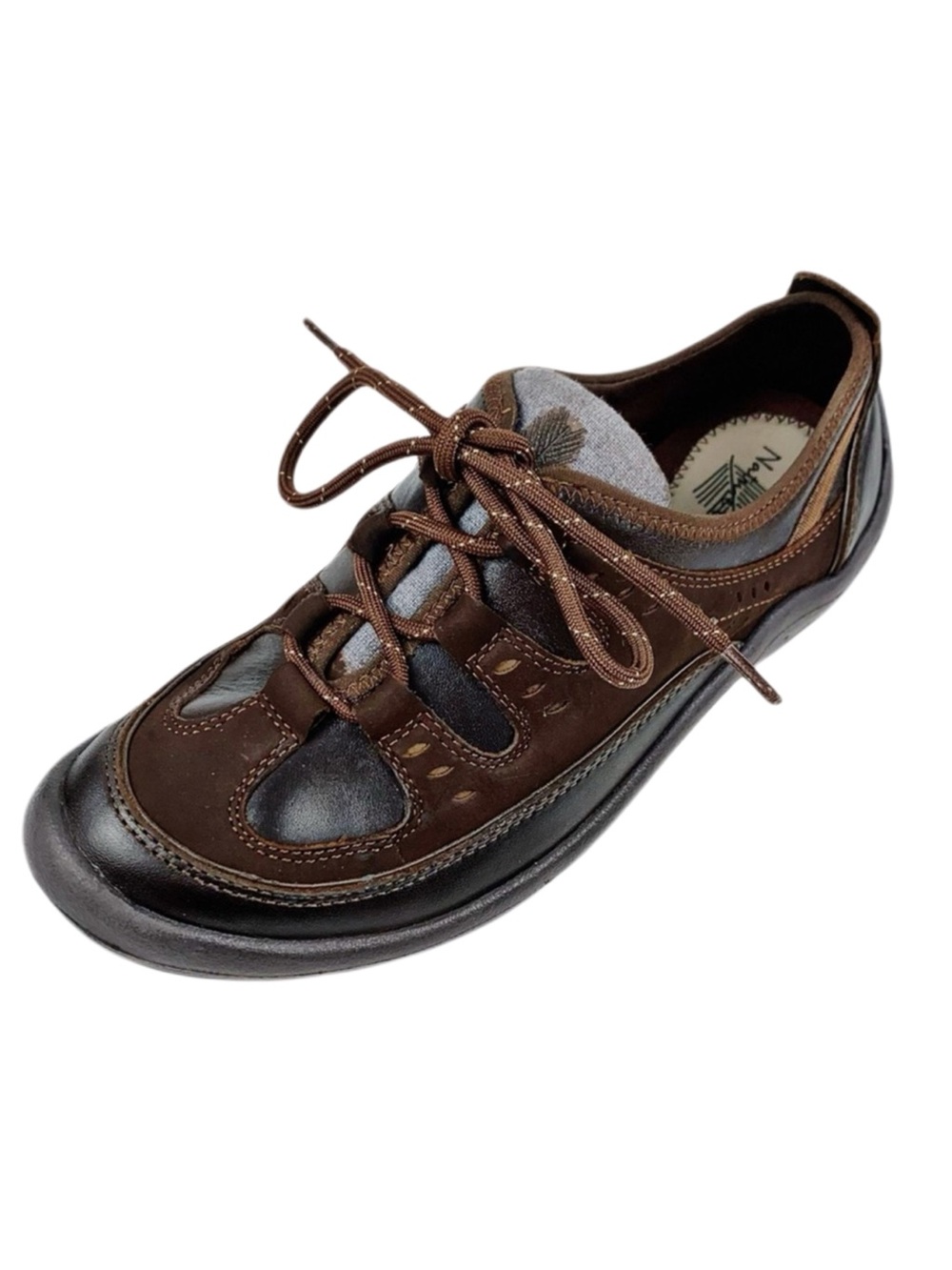 Nature Walk Brown Two Tone Brown Leather Sneakers Sz 7.5